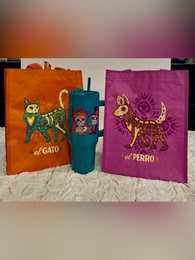 Destination Holiday Day of the Dead, Sugar Skull Tumbler & Bags Set- 40oz- 3 pcs